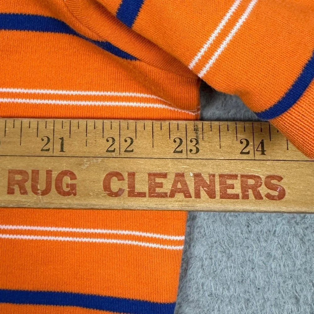 Polo Ralph Lauren Polo Shirt Mens Medium Orange Navy Striped Casual Rugby Pony